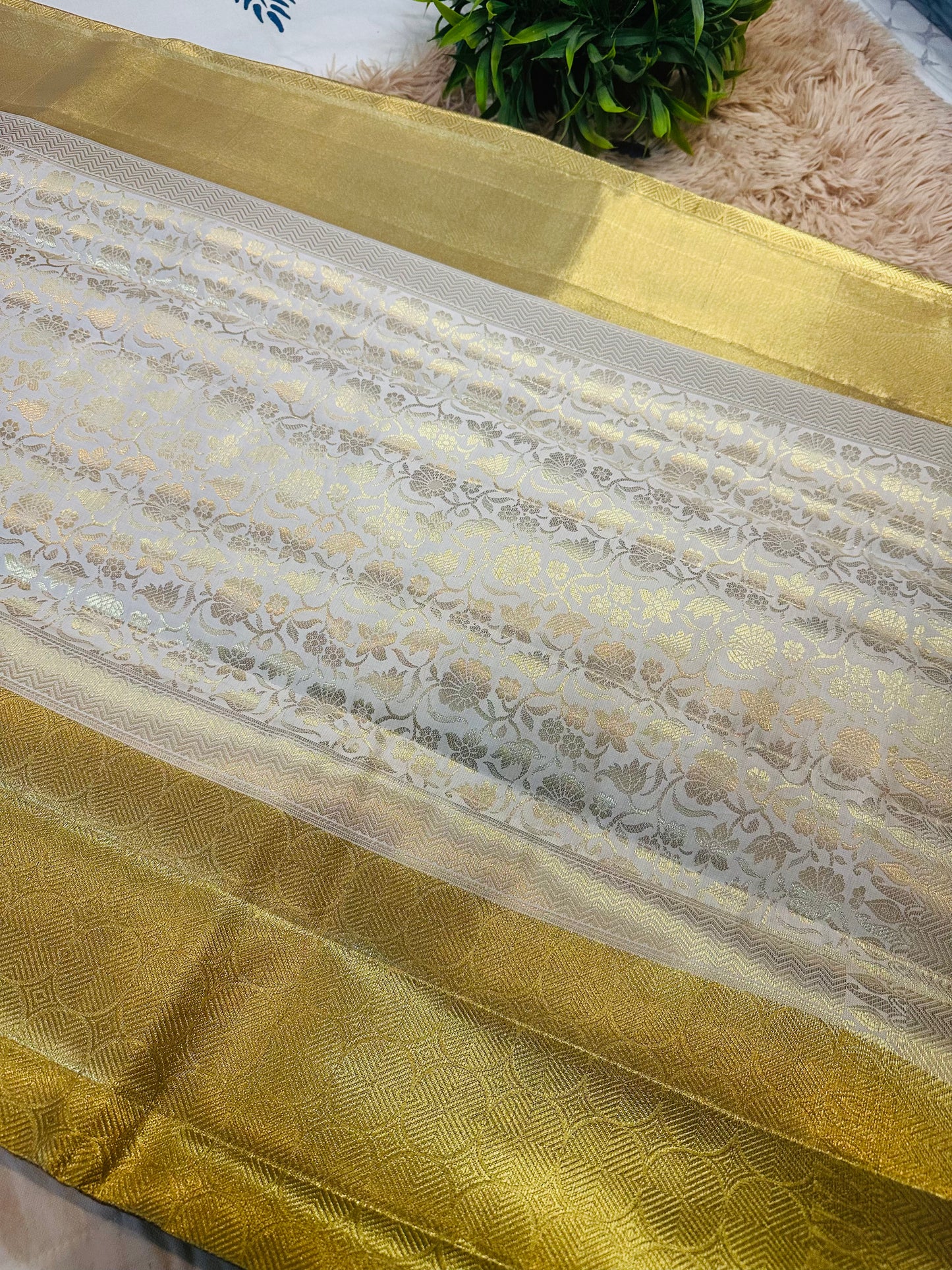 Golden Tissue Silk Saree with Circle Zari Motifs