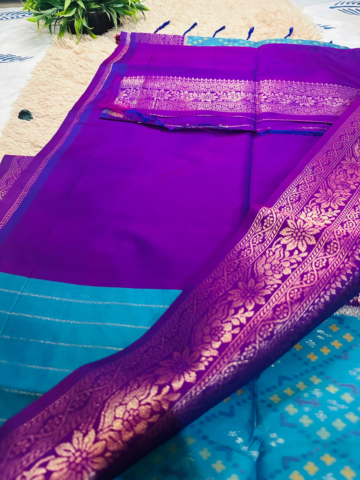 Blue Semi Patola Silk Ikkat Handwoven Saree