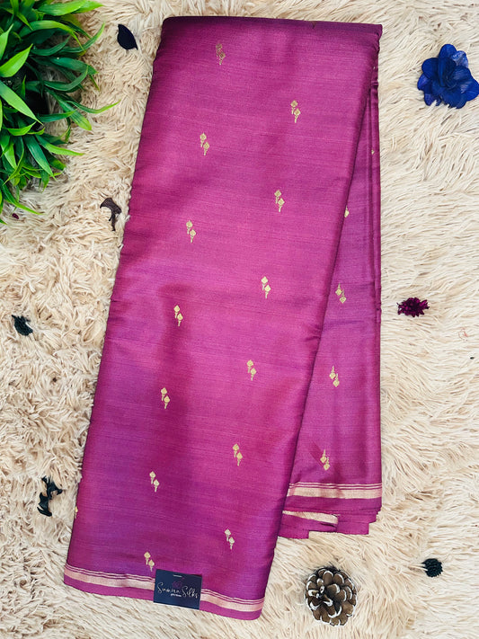 Mauve Gajji Silk With Zari Buttis(Motifs) Saree