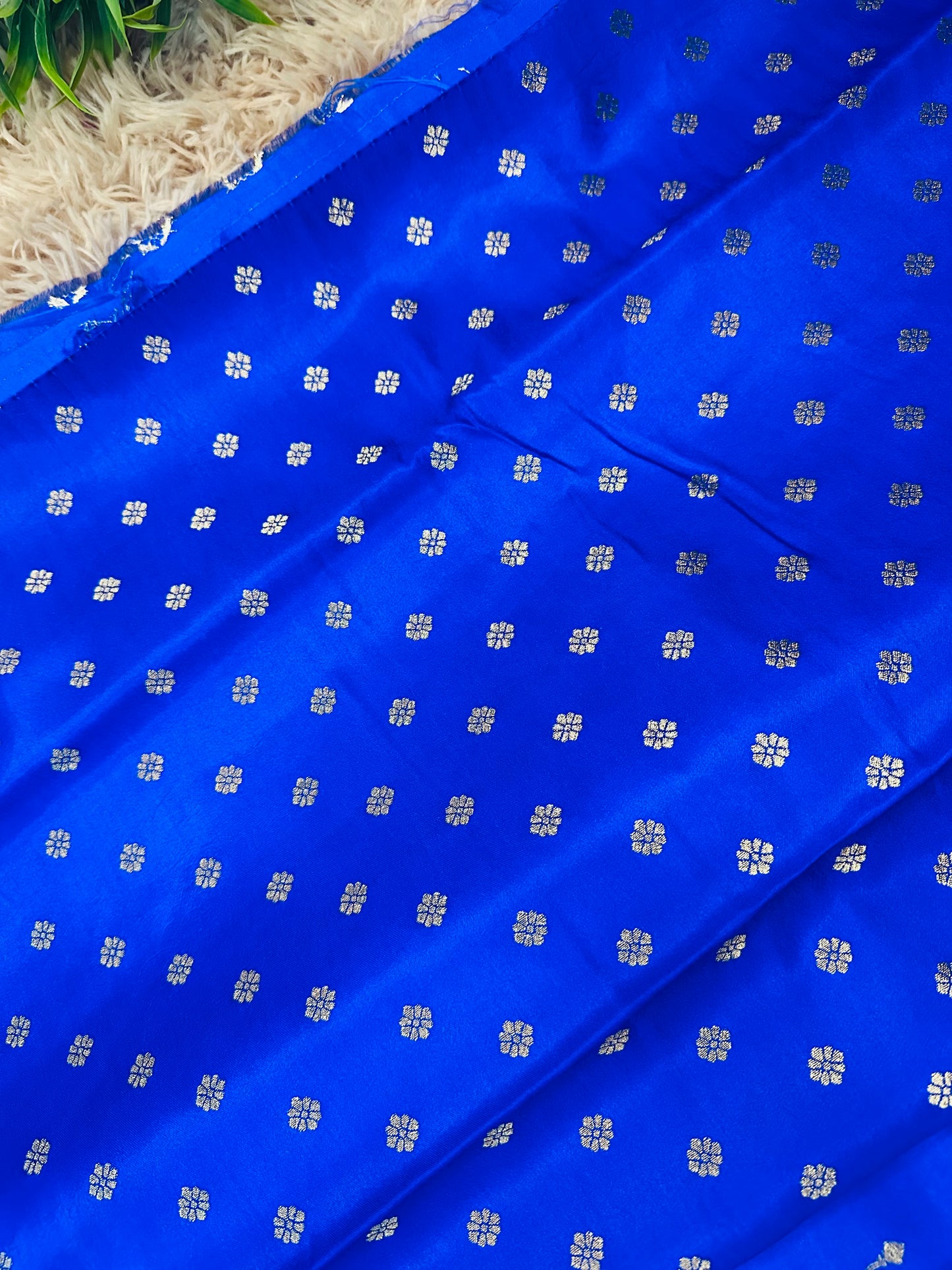 Bright Royal Blue Gajji Silk With Zari Buttis(Motifs) Saree