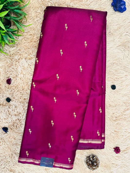 Magenta Pink Gajji Silk With Zari Buttis(Motifs) Saree