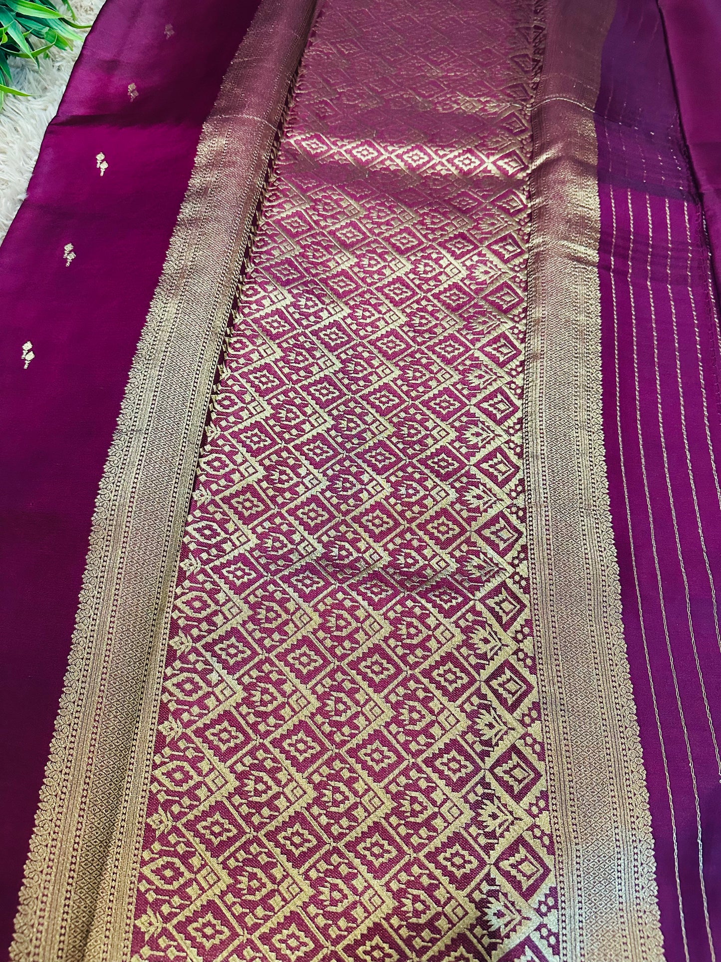 Magenta Pink Gajji Silk With Zari Buttis(Motifs) Saree