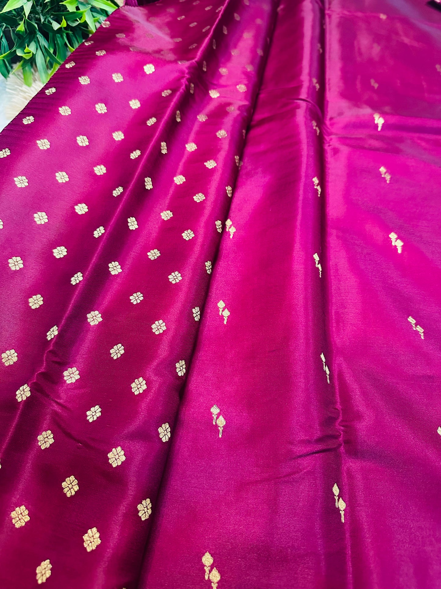 Magenta Pink Gajji Silk With Zari Buttis(Motifs) Saree